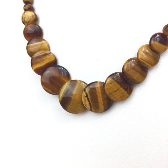 Cat's Eye 2 Piece Semi Precious Stone Beaded Necklace & Silver Tone Earring Set - Picture 5 of 7